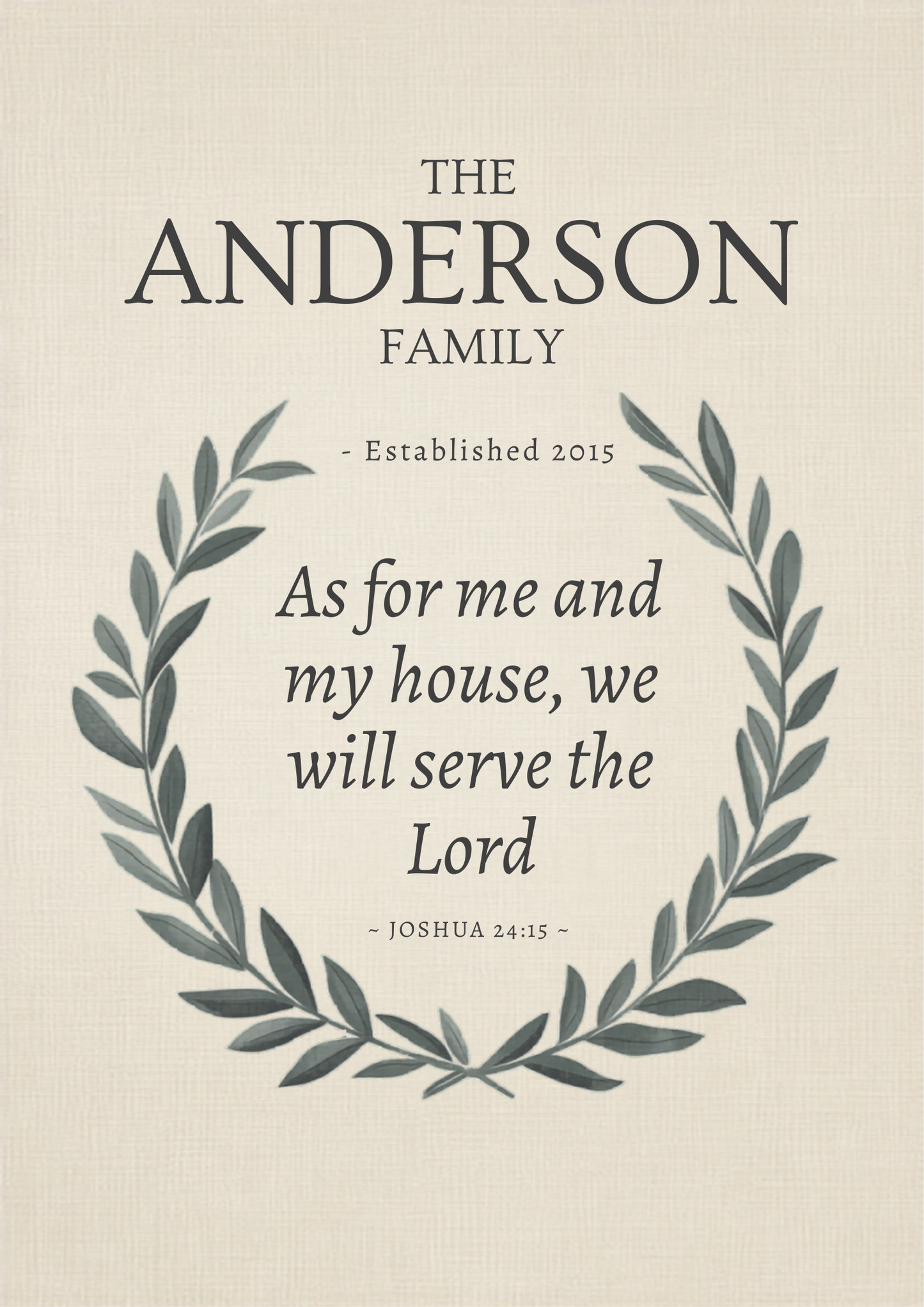 Custom Family Established Joshua 24:15 canvas