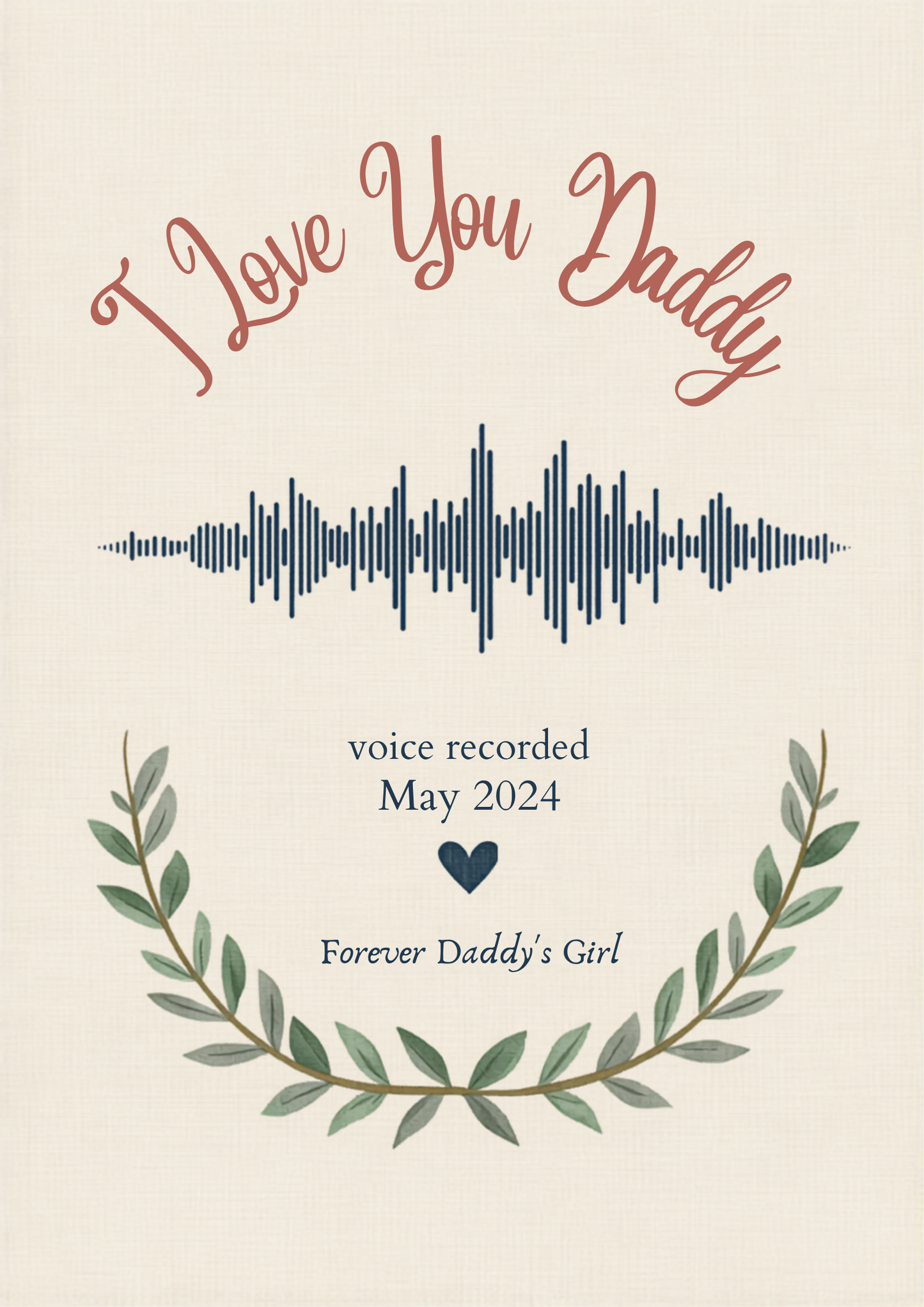 Custom I Love You Daddy voice waveform canvas