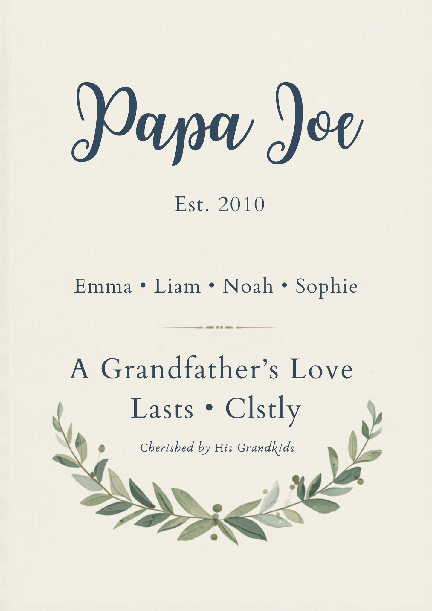 Custom Papa grandfather Father's Day canvas