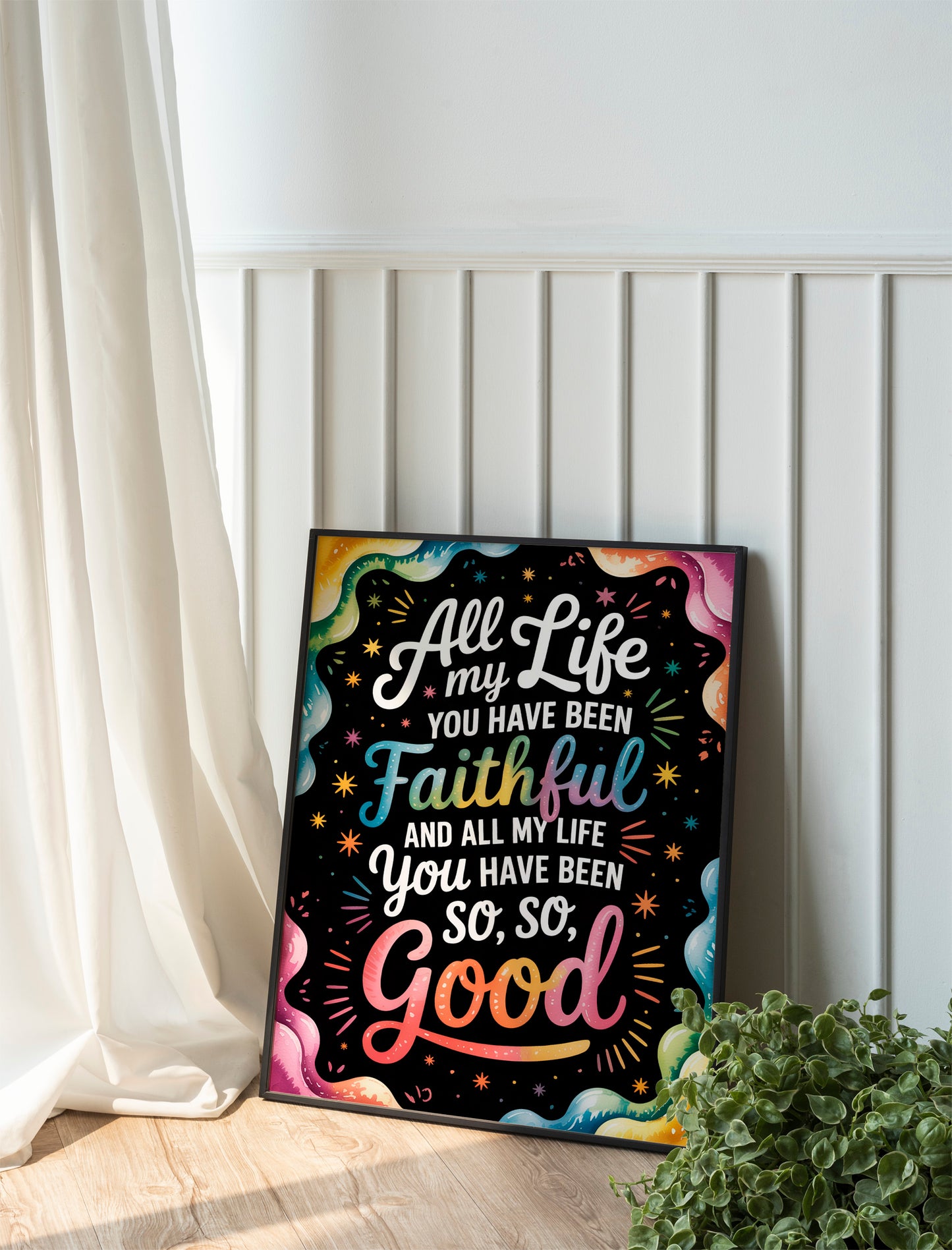 Give Thanks to the Lord Art - Psalm 136:1 Christian Art with Floral Arch Design, Thanksgiving Scripture Wall art