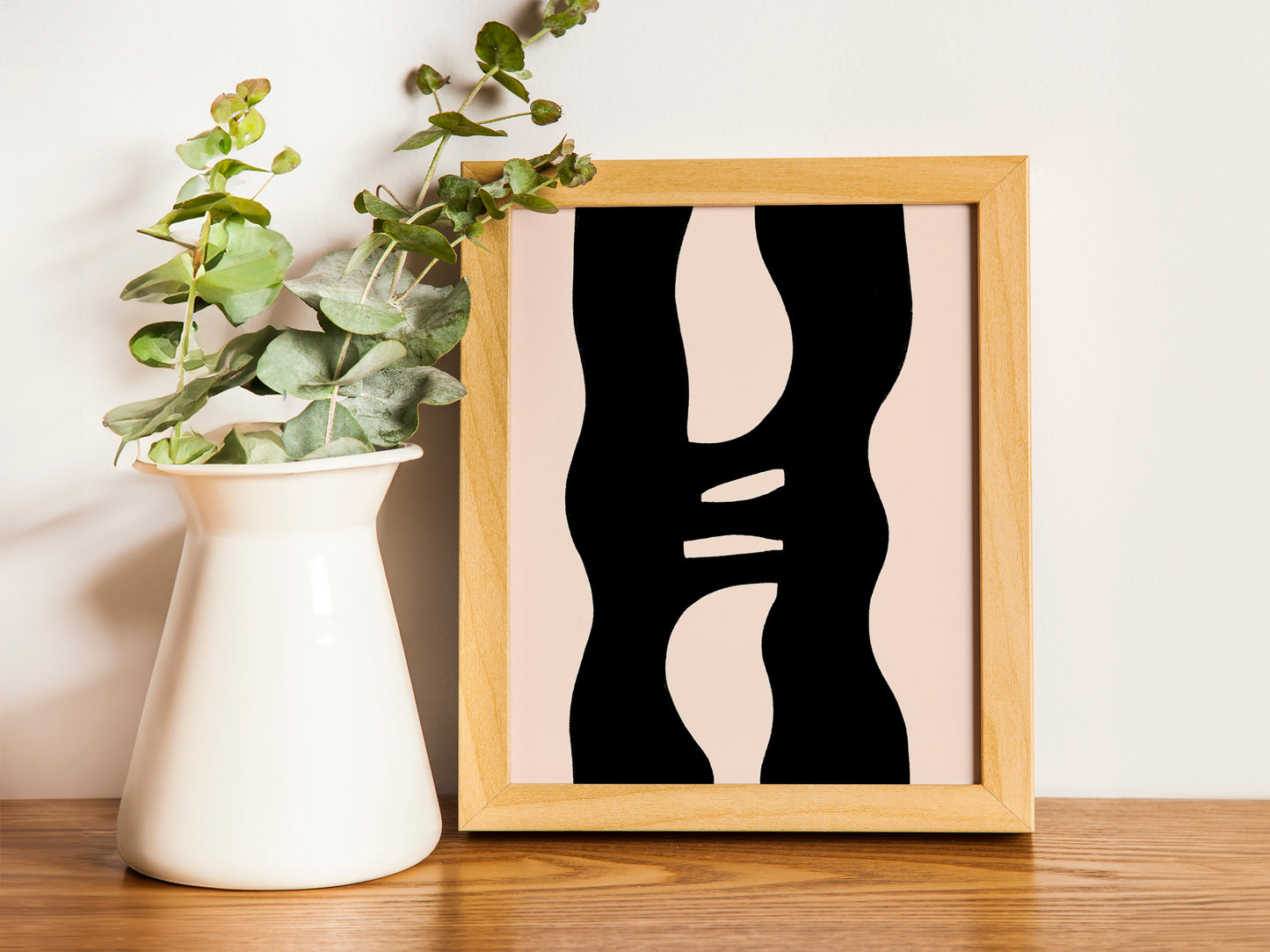Beige Black Flower Art Prints, Modern Minimalist Set of 2, Neutral Gallery Botanical Wall Decor