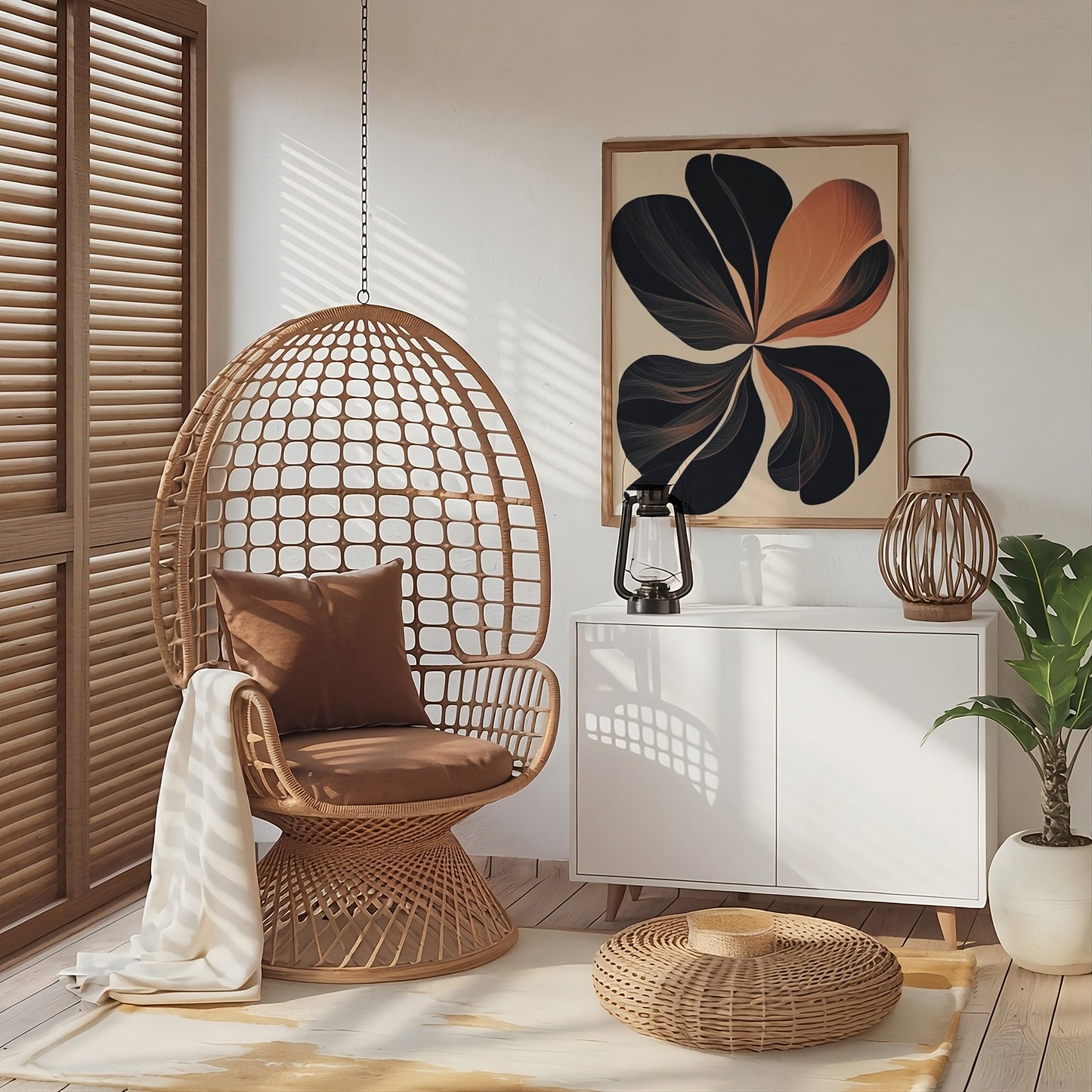 Abstract Modern Floral Prints, Botanical Bedroom Art, Mid-Century Living Room Home Wall Decor.