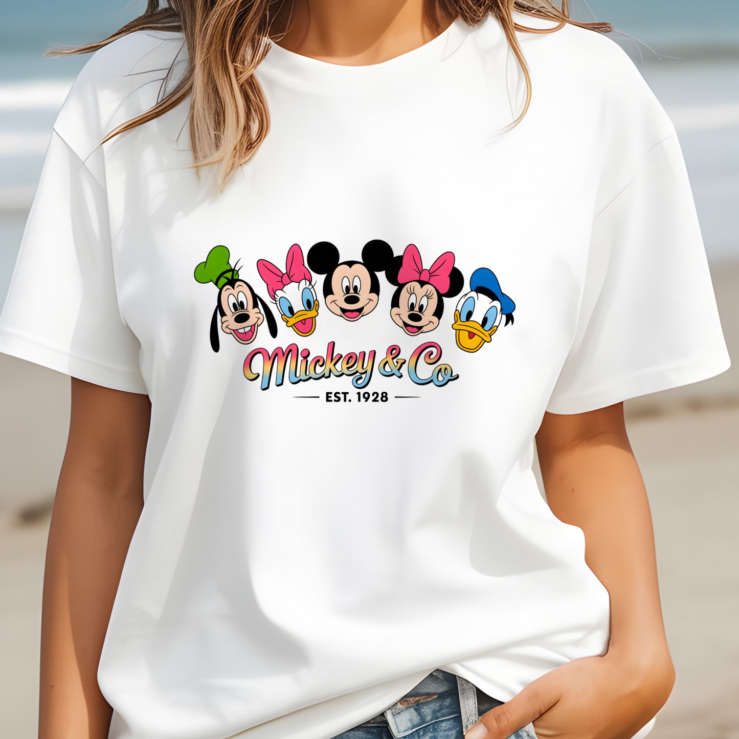 Mickey & Friends Vintage Tee | Classic Disney Characters Shirt, Est. 1928 Retro Design | Disney Squad Tee | Mickey, Minnie, Goofy, Donald & Daisy Shirt for Family Trips