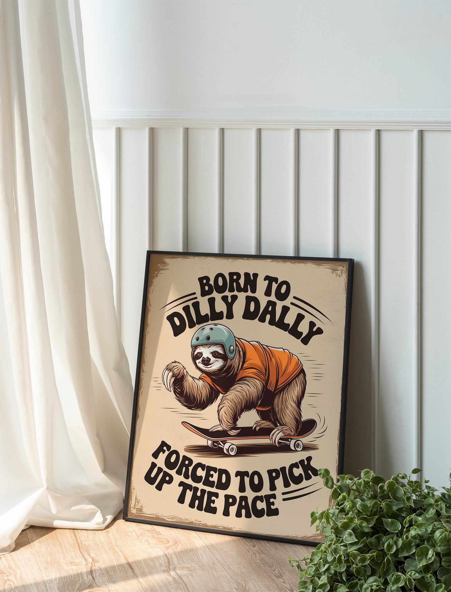 Sloth Shirt Sublimation Design, Born to Dilly Dally Positive Quote, Cute Trendy Self-Love