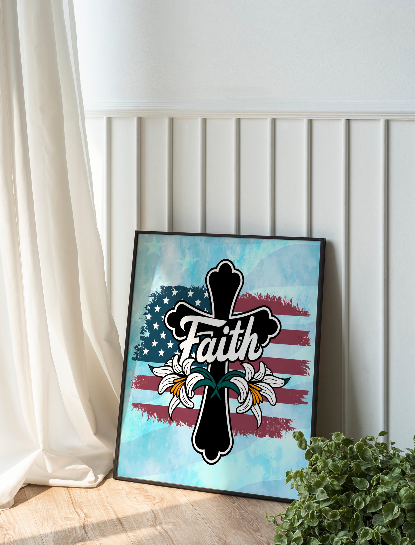 FAITH Bold Christian Art - Minimalist Scripture Graphic Wall art with Clean Typography, Inspirational Religious Art for Daily motivation