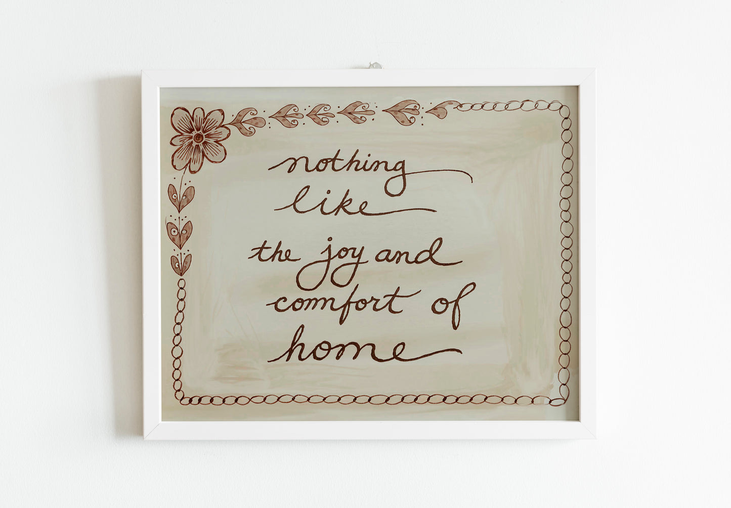 Feels Good to Be Home Poster, Hand-Drawn Daily Affirmation, Bedroom Dorm Wall Art Neutral Decor