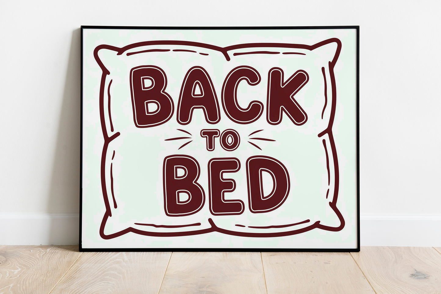 Bauhaus Bedroom Typography Poster, Trendy Back to Bed Wall Art, Minimalist Digital Room Decor
