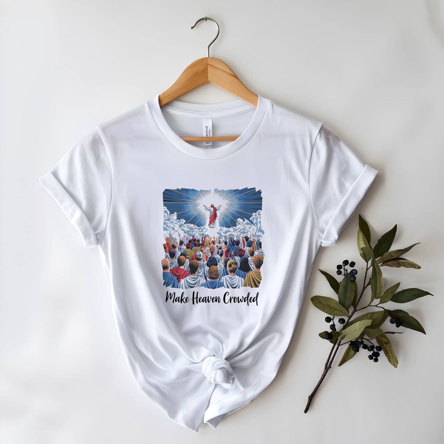 Jesus Make Heaven Crowded T-Shirt – Great Commission Inspired Design | Heaven Is the Goal Shirt – Jesus and Crowd Christian Graphic Tee