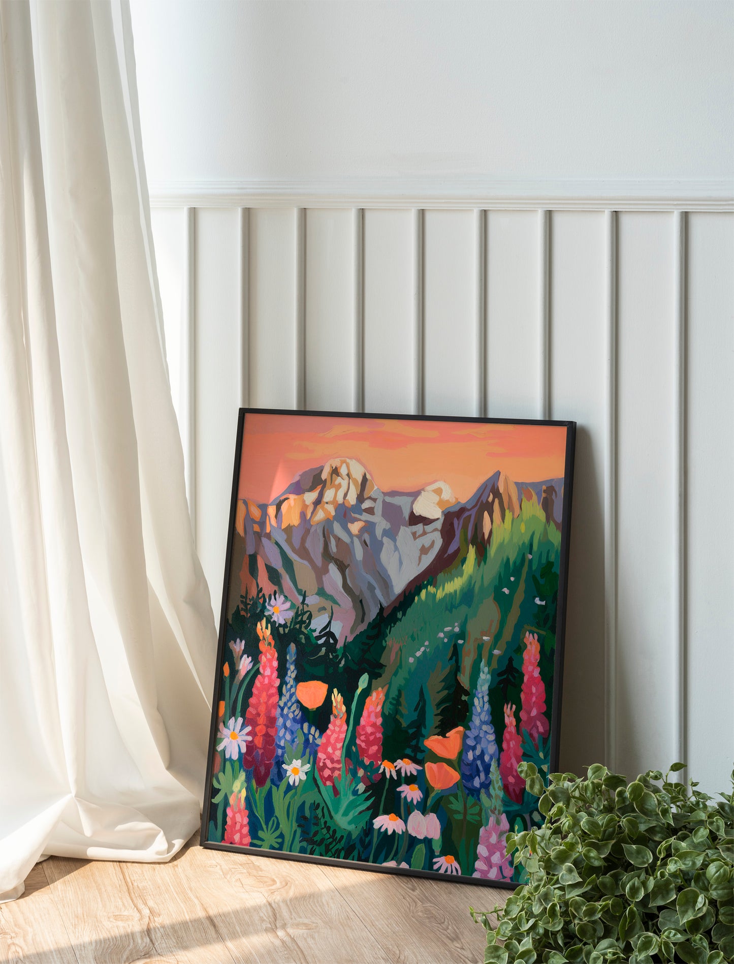 Boho Daisy Prints, Earth Tone Sunset Landscapes, Digital Download Wildflower Art Prints