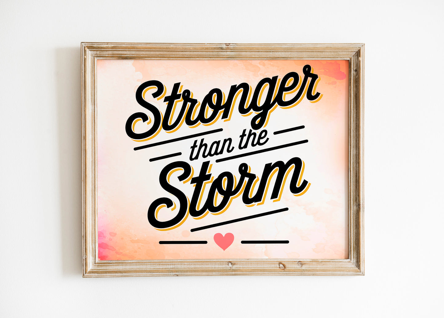 Stronger Than the Storm Christian Art - Encouragement Scripture Wall art with Retro Cloud Design, Faith Over Fear Gift Art