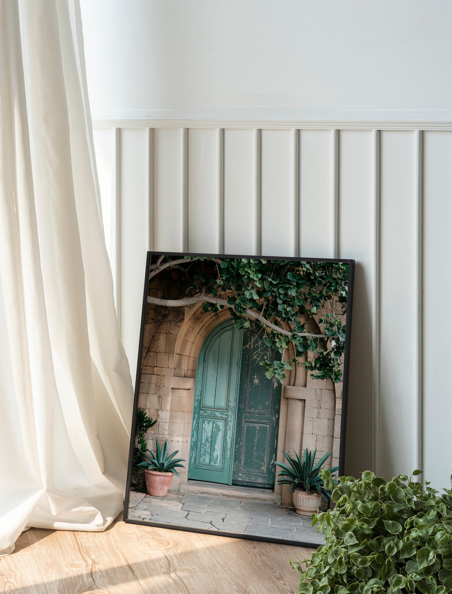 Abstract Boho Door Poster, Mallorca Green Wall Art, Printable Boho Home Decor, Digital Minimalist Art
