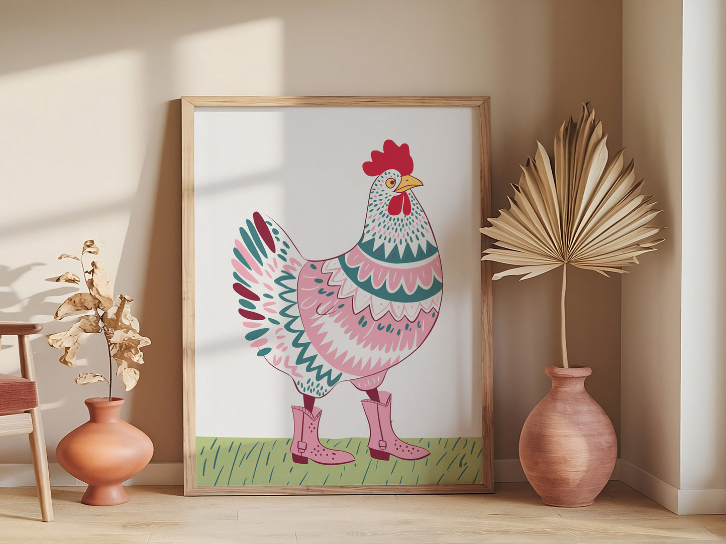 Preppy room Chicken Pop Art Poster, Funny Animal Illustration, Home Trendy Digital Download for Wall Decor