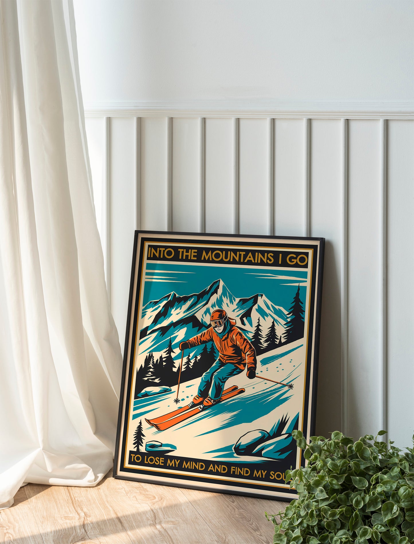 Into the Mountains Poster, Traveler Nature Art, Inspirational Wall Print for Mountain Enthusiasts