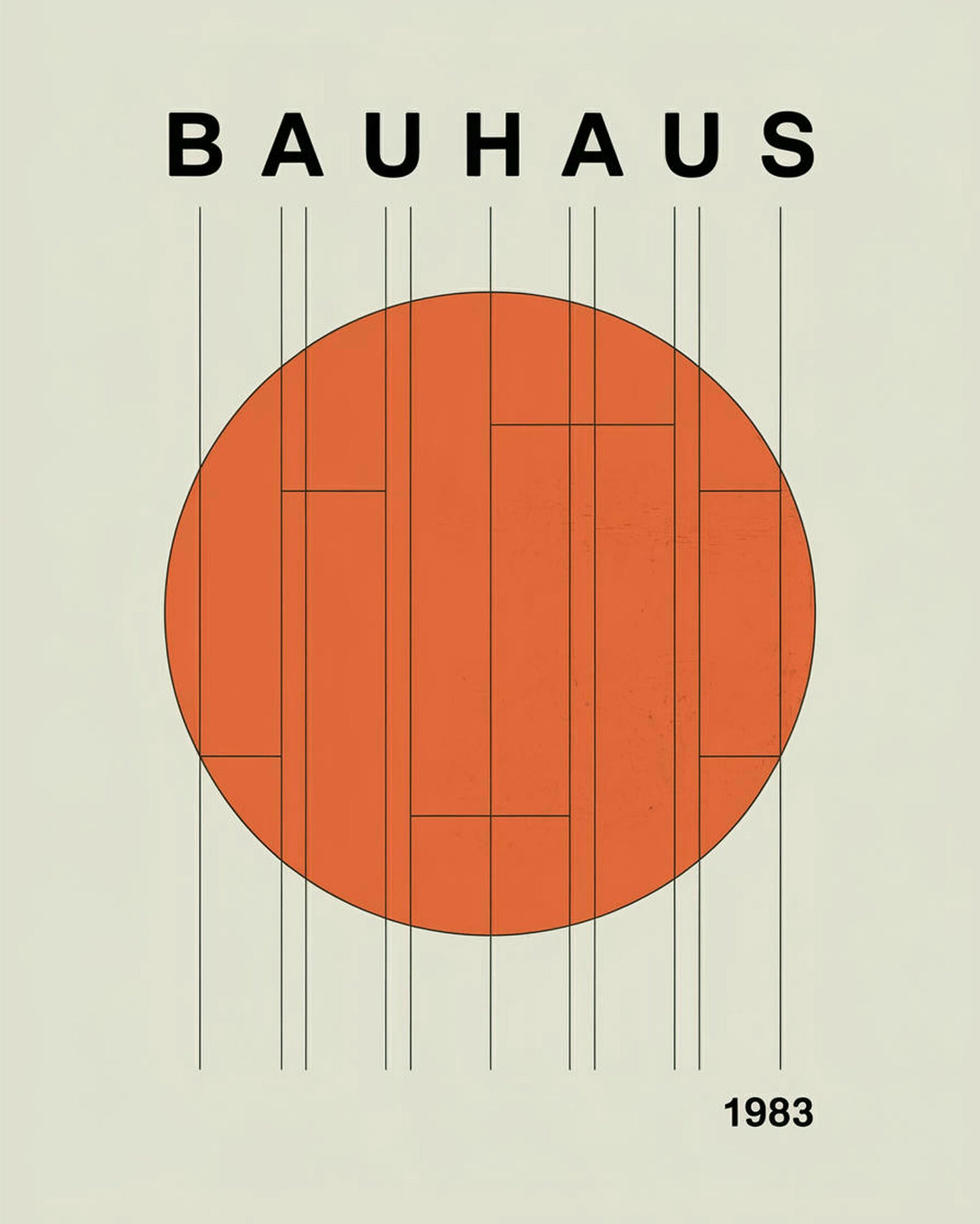 Bauhaus Large Exhibition Poster, Geometric Wall Art, Mid Century Modern, Trendy Bauhaus Decor, Orange Retro Wall Art