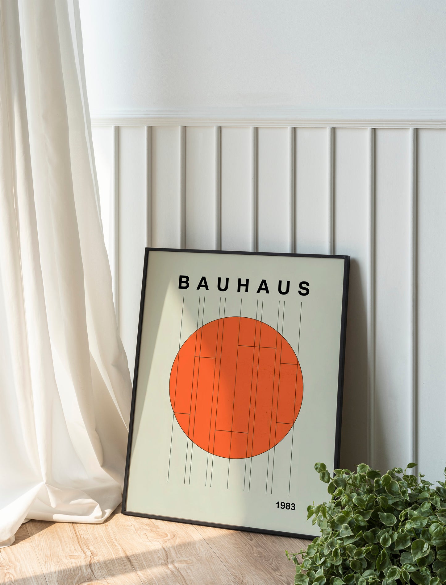 Bauhaus Large Exhibition Poster, Geometric Wall Art, Mid Century Modern, Trendy Bauhaus Decor, Orange Retro Wall Art