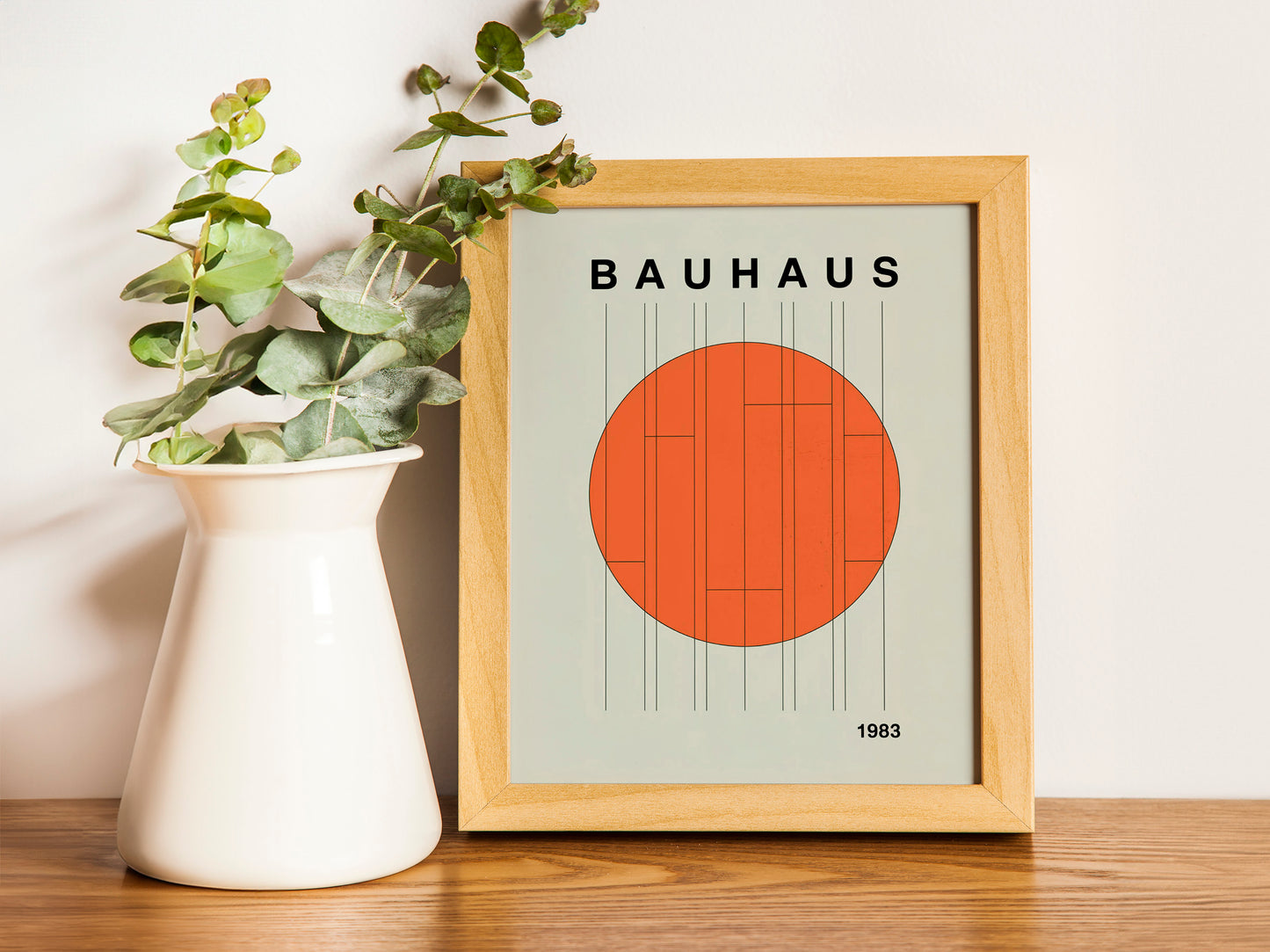 Bauhaus Large Exhibition Poster, Geometric Wall Art, Mid Century Modern, Trendy Bauhaus Decor, Orange Retro Wall Art