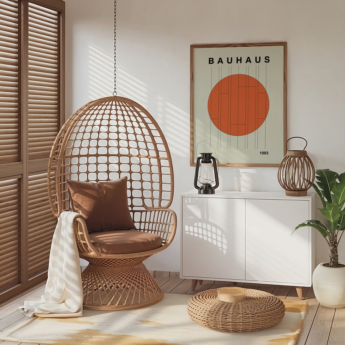 Bauhaus Large Exhibition Poster, Geometric Wall Art, Mid Century Modern, Trendy Bauhaus Decor, Orange Retro Wall Art