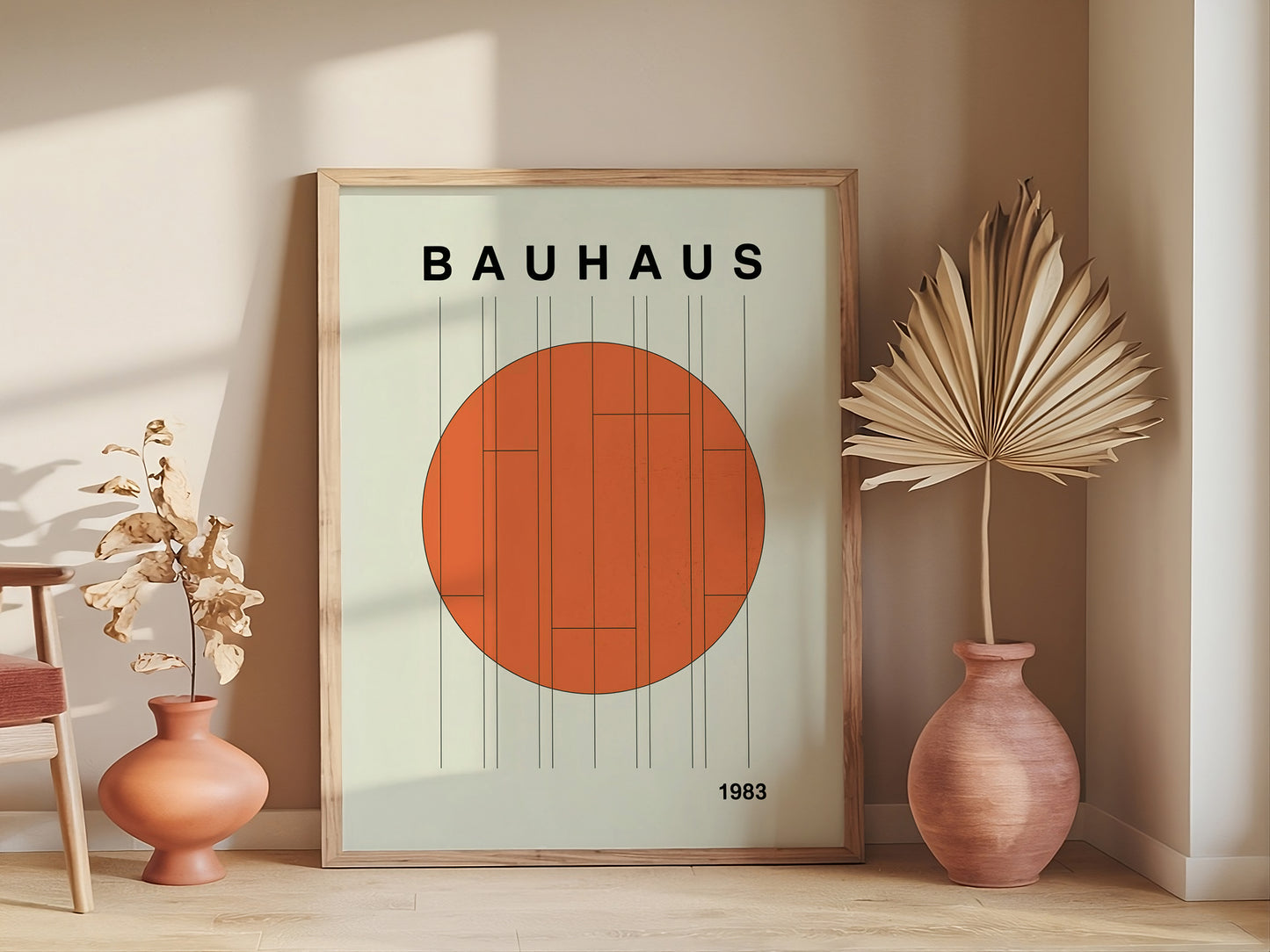 Bauhaus Large Exhibition Poster, Geometric Wall Art, Mid Century Modern, Trendy Bauhaus Decor, Orange Retro Wall Art