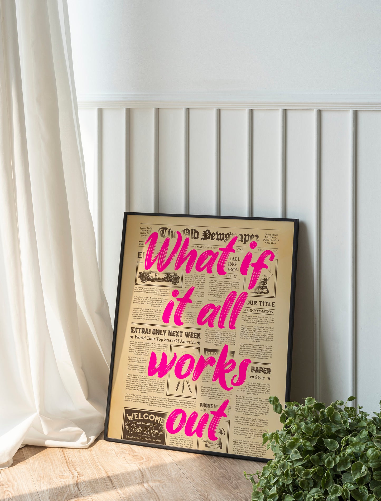 Retro Typography Print, What If It All Works Out Poster, Aesthetic Apartment Wall Art, Digital Trendy Decor.