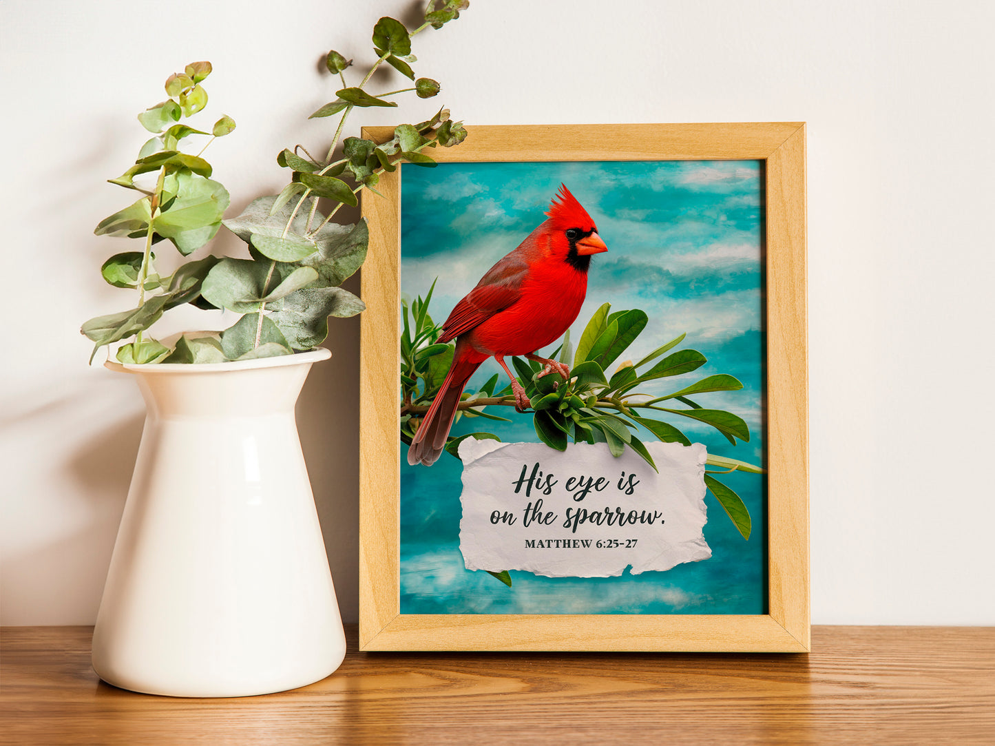 His Eye Is on the Sparrow Christian Wall Art, Inspirational Painting with Bible Verse, Faith-Inspired Home Decor, Uplifting Religious Artwork