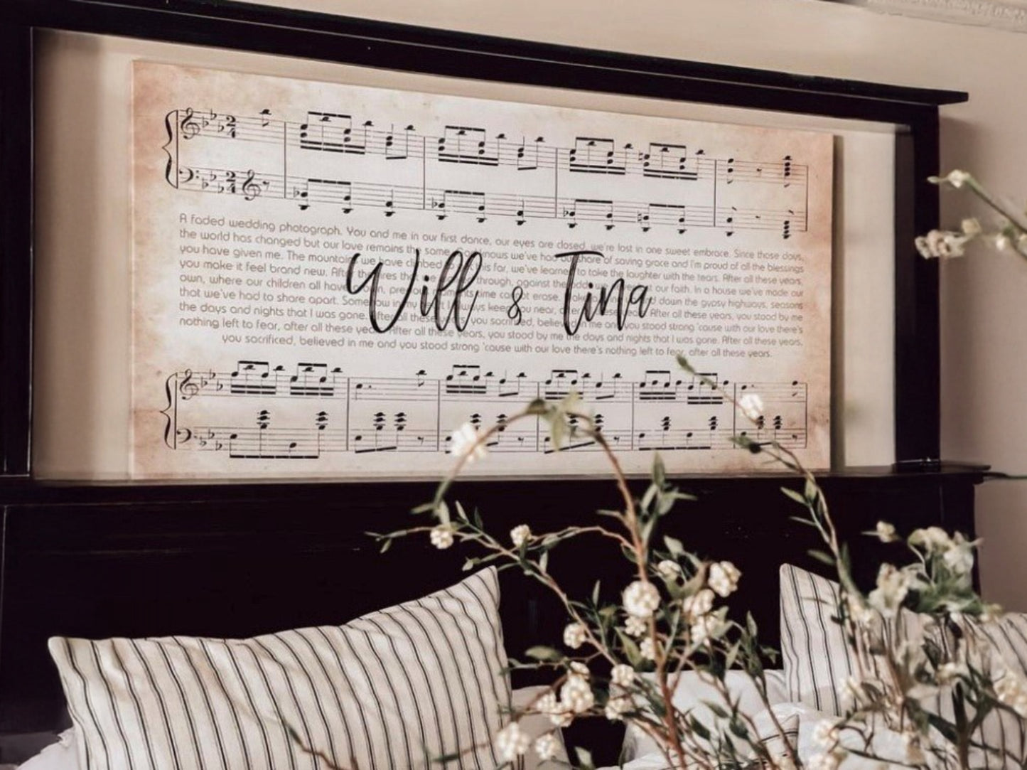 Song Lyrics on Canvas Custom Wall Art Couples - Ready to Hang