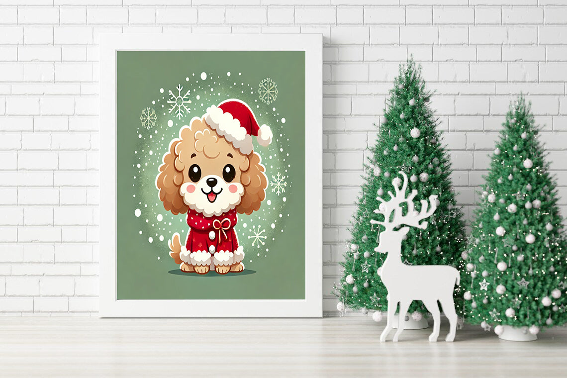 Festive Puppy Christmas Canvas - Adorable Holiday Decor - Santa Puppy Wall Art - Cute and Cheerful Holiday Design - Whimsical Christmas Dog Canvas