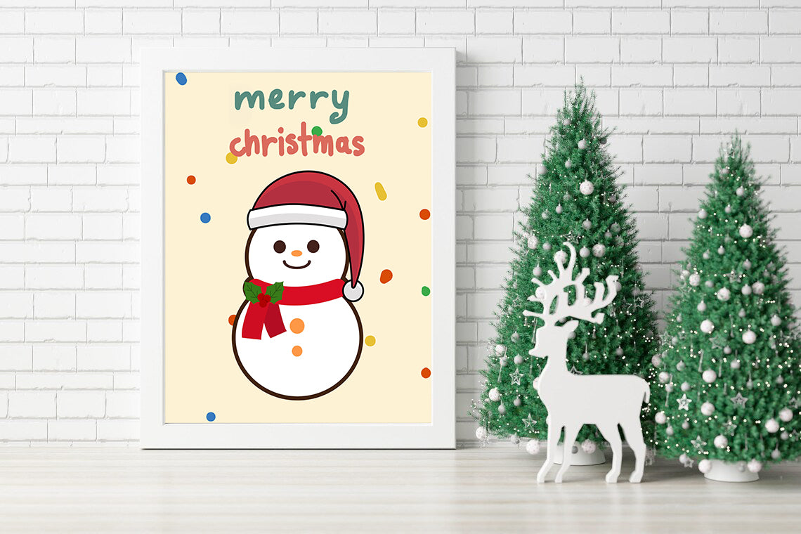 Merry Christmas Snowman Canvas - Festive Holiday Wall Art - Cute Snowman Christmas Print - Perfect for Holiday Decor - Charming Holiday Wall Art - Merry Christmas Snowman Design