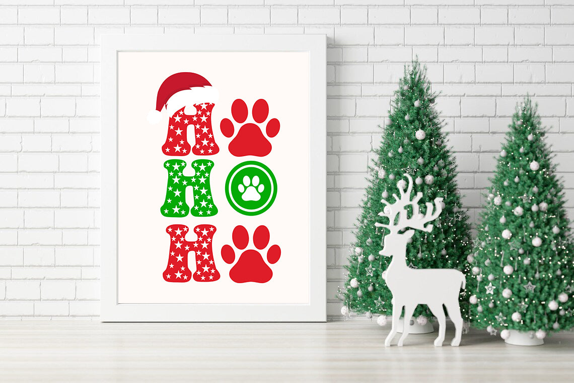 Ho Ho Ho Paw Print Canvas Ho Ho Ho Paw Print Wall Art Canvas