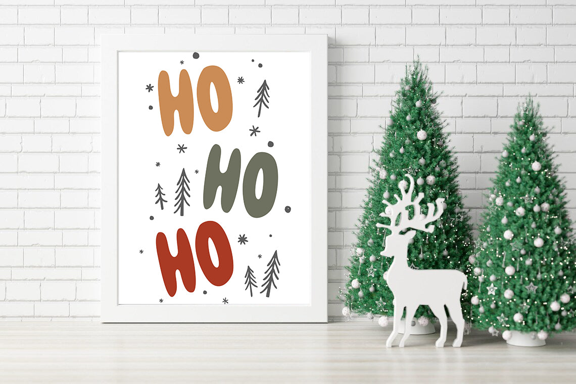Minimalist Ho Ho Ho Christmas Canvas - Modern Festive Vibes Ho Ho Ho Decor - Clean and Cozy Holiday Cheer Canvas