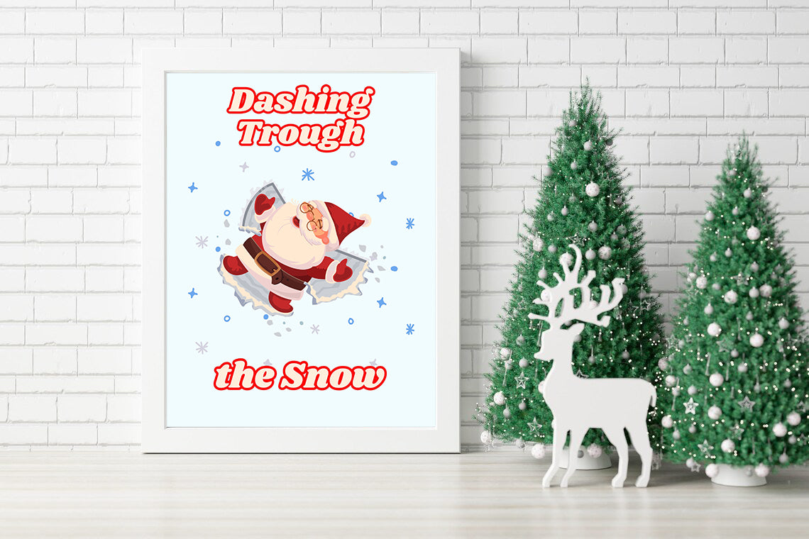 Whimsical Christmas Fun Santa’s Snow Angel Canvas - Dashing Through the Snow Playful Santa Canvas Art - Dashing Santa Holiday Wall Decor for Christmas Lovers
