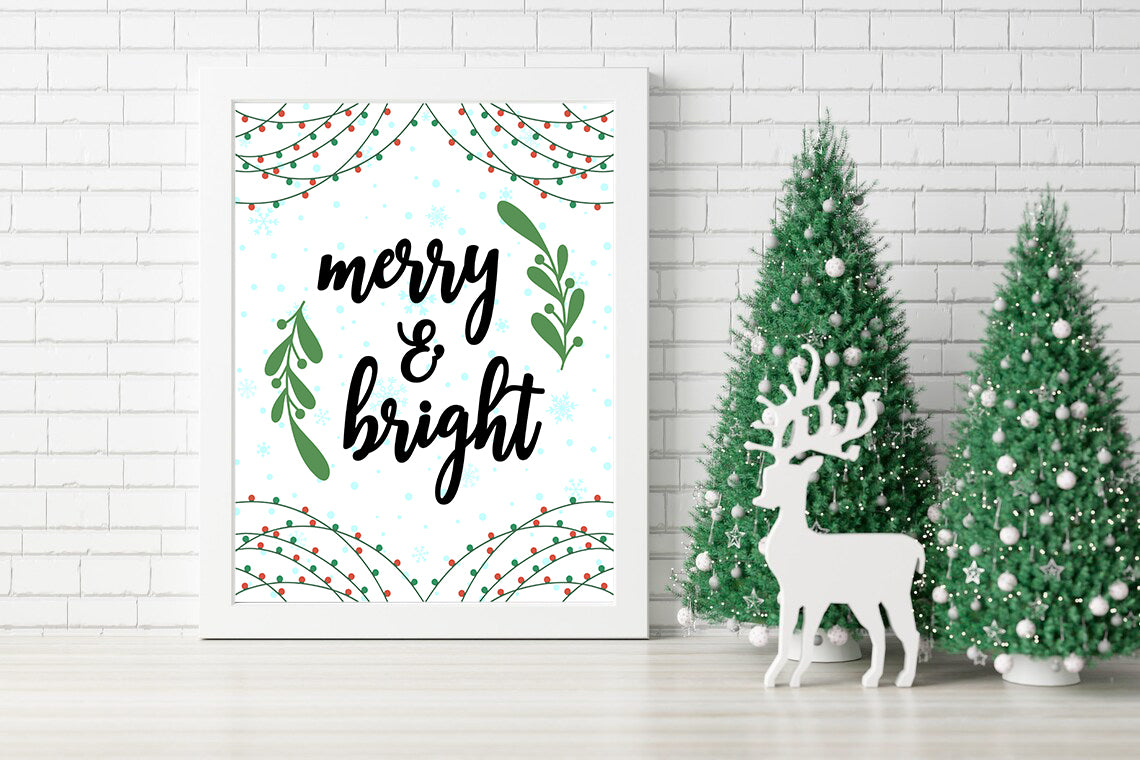 Merry & Bright A Festive Holiday Glow Canvas - Celebrate the Season with Merry & Bright Charm Canvas - Winter Wonderland Canvas Merry & Bright Edition