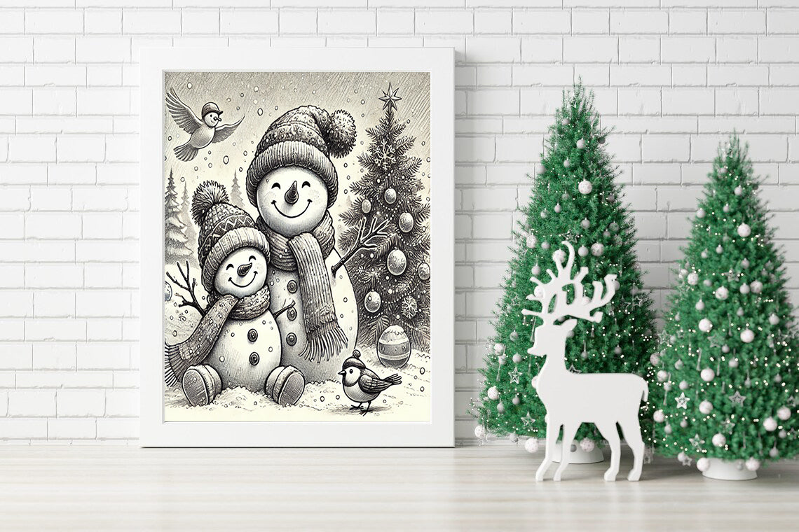 Frosty Friends Forever Canvas - The Magic of Snowmen and Christmas Trees Canvas - Snowy Smiles A Winter's Tale Canvas
