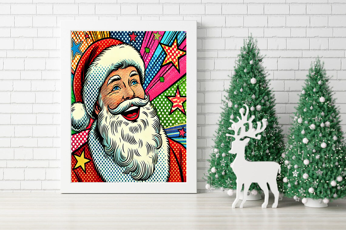 Pop Art Santa A Burst of Holiday Cheer Canvas - Santa's Colorful Holiday Galaxy Canvas