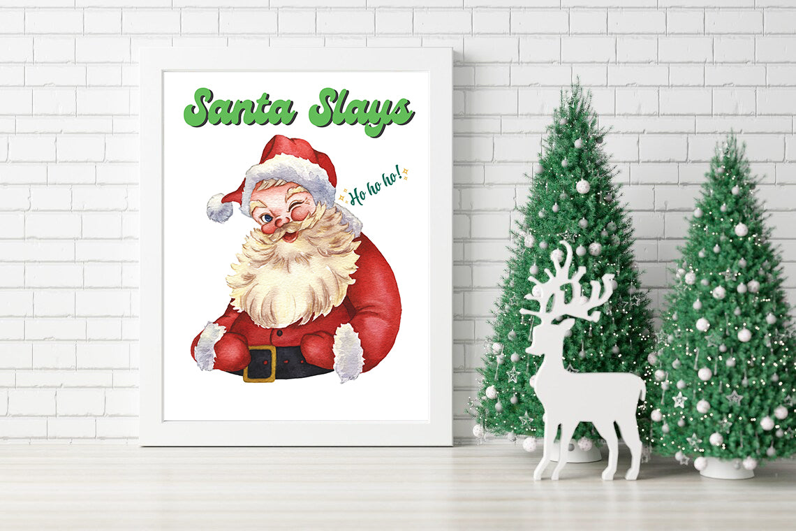 Santa Slays: Fun and Festive Christmas Art - Santa Slays: A Modern Christmas Celebration Canvas - Ho Ho Ho: Playful Santa Holiday Canvas