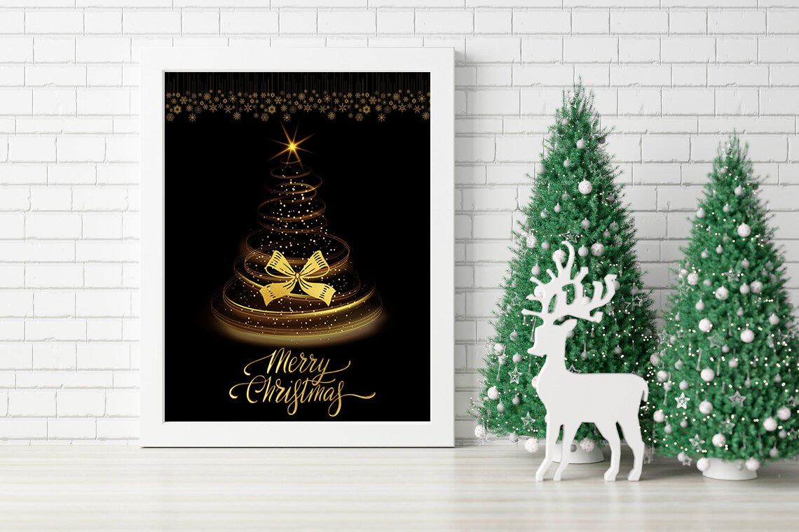 Golden Glow: A Merry Christmas Wish Canvas Print - Shimmering Christmas Magic Canvas Print - Merry and Bright: A Golden Holiday Canvas Print