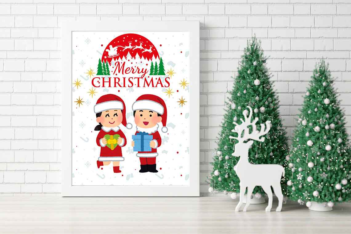 Whimsical Christmas Canvas with Santa Claus and Mrs. Claus Bringing Holiday Cheer - Cheerful Merry Christmas Art Featuring Santa Helpers and a Winter Wonderland Canvas