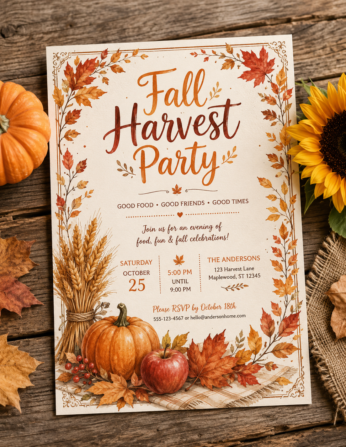 Fall Harvest Party Family Bundle Editable Canva