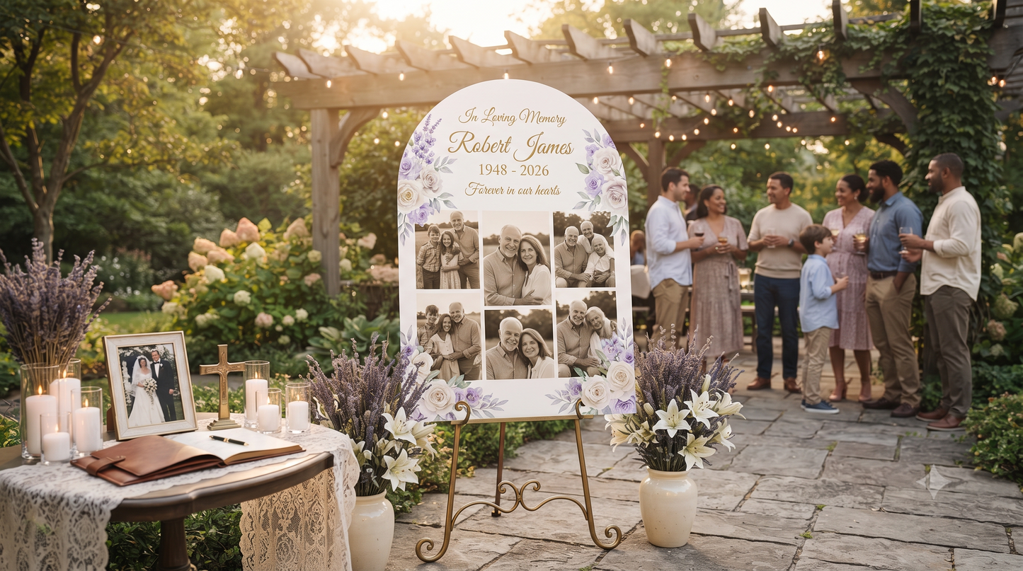 Custom Celebration of Life Memorial Photo Arch Backdrop mockup