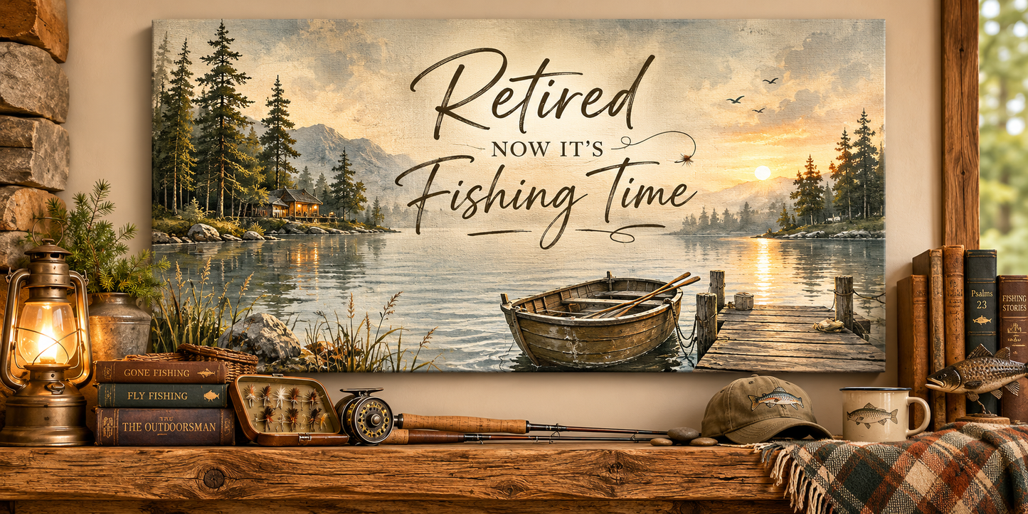 Gone Fishing With Jesus Memorial Canvas Modern Neutral Christian Wall Art Grandpa Dad Fisherman