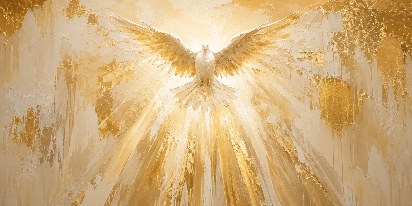 Holy Spirit Dove Gold Abstract Christian Canvas Wall Art