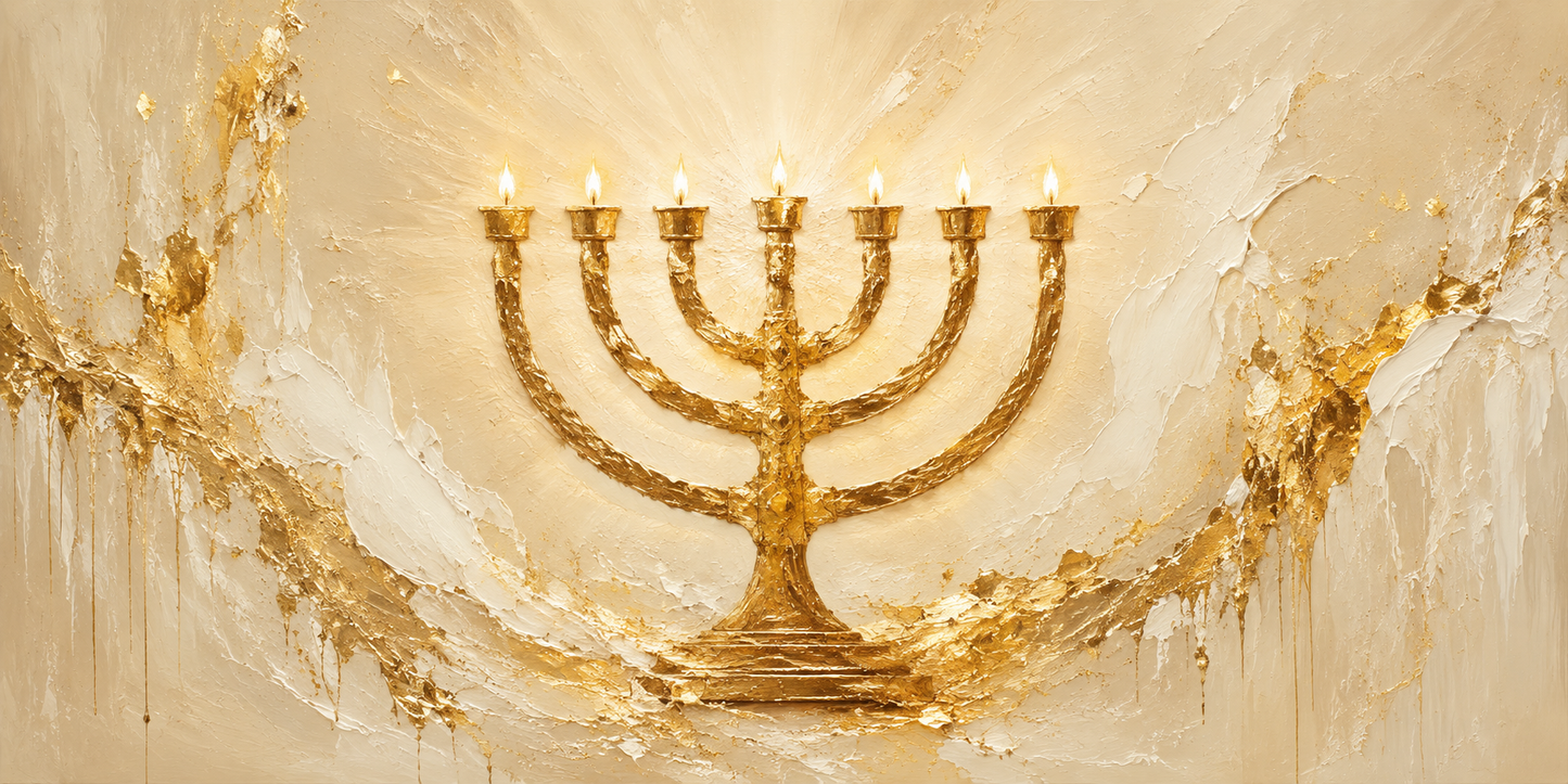 Menorah gold leaf abstract Jewish Judaica canvas wall art