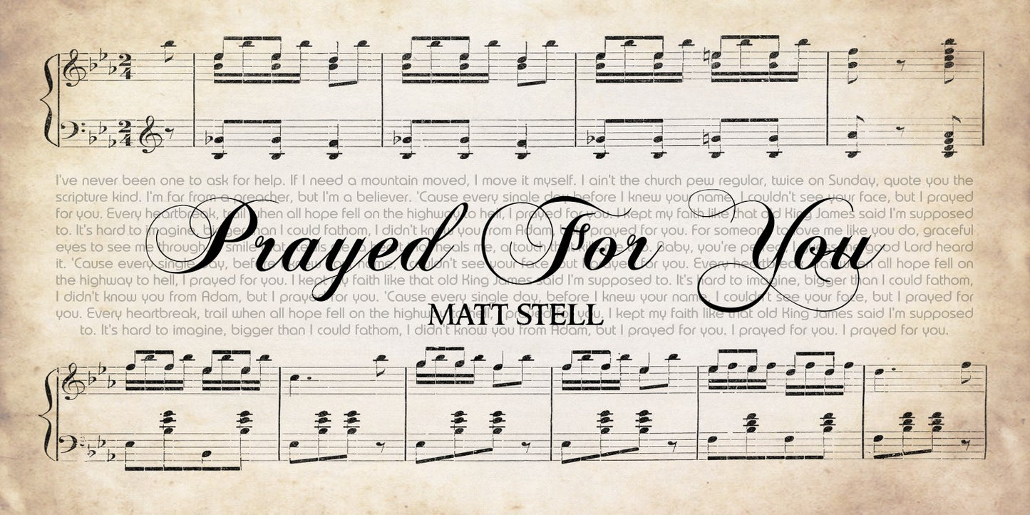 Prayed for You by Matt Stell Song Lyrics on Canvas