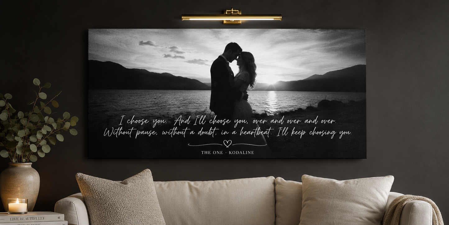 Custom Song Lyric Photo Canvas Black and White Photo Personalized Wedding Song Wall Art