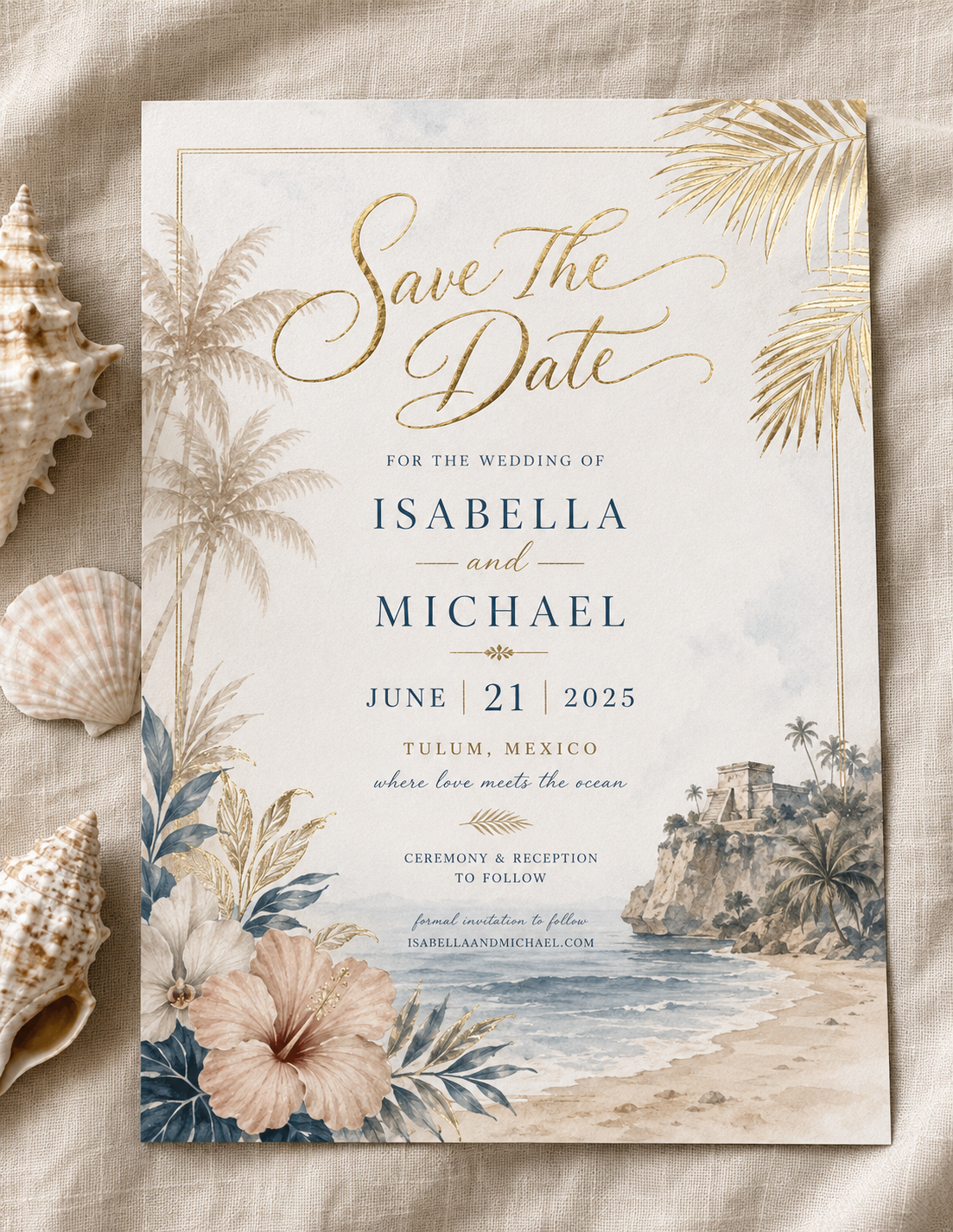 Custom Destination Wedding Venue Watercolor Canvas Wall Art