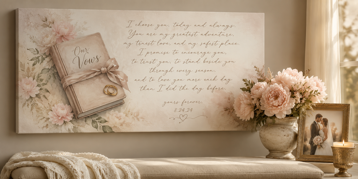 Custom Wedding Vows Calligraphy Canvas