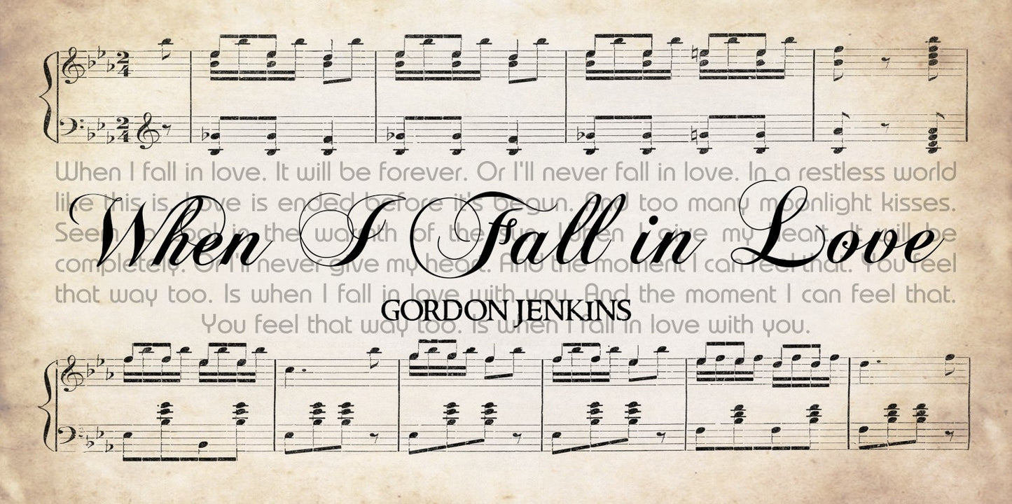 When I Fall in Love by Gordon Jenkins Song lyrics on Canvas