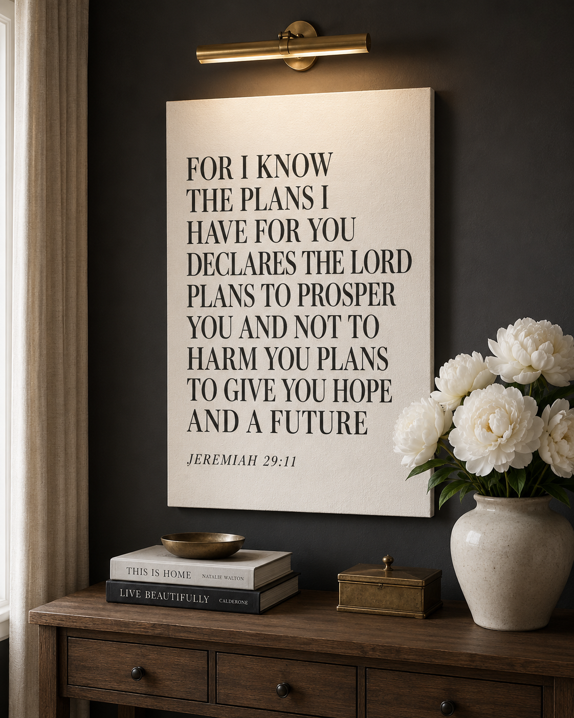 Jeremiah 29:11 For I Know The Plans Christian Typography Canvas Bible Verse Wall Art