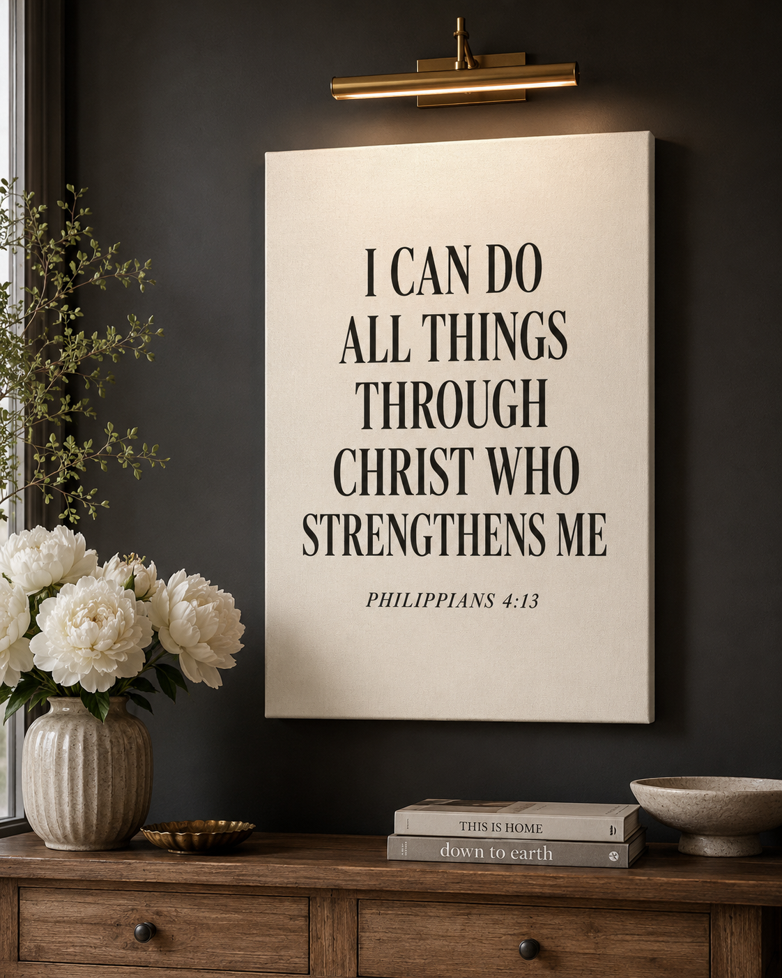 Philippians 4:13 I Can Do All Things Christian Typography Canvas Bible Verse Wall Art