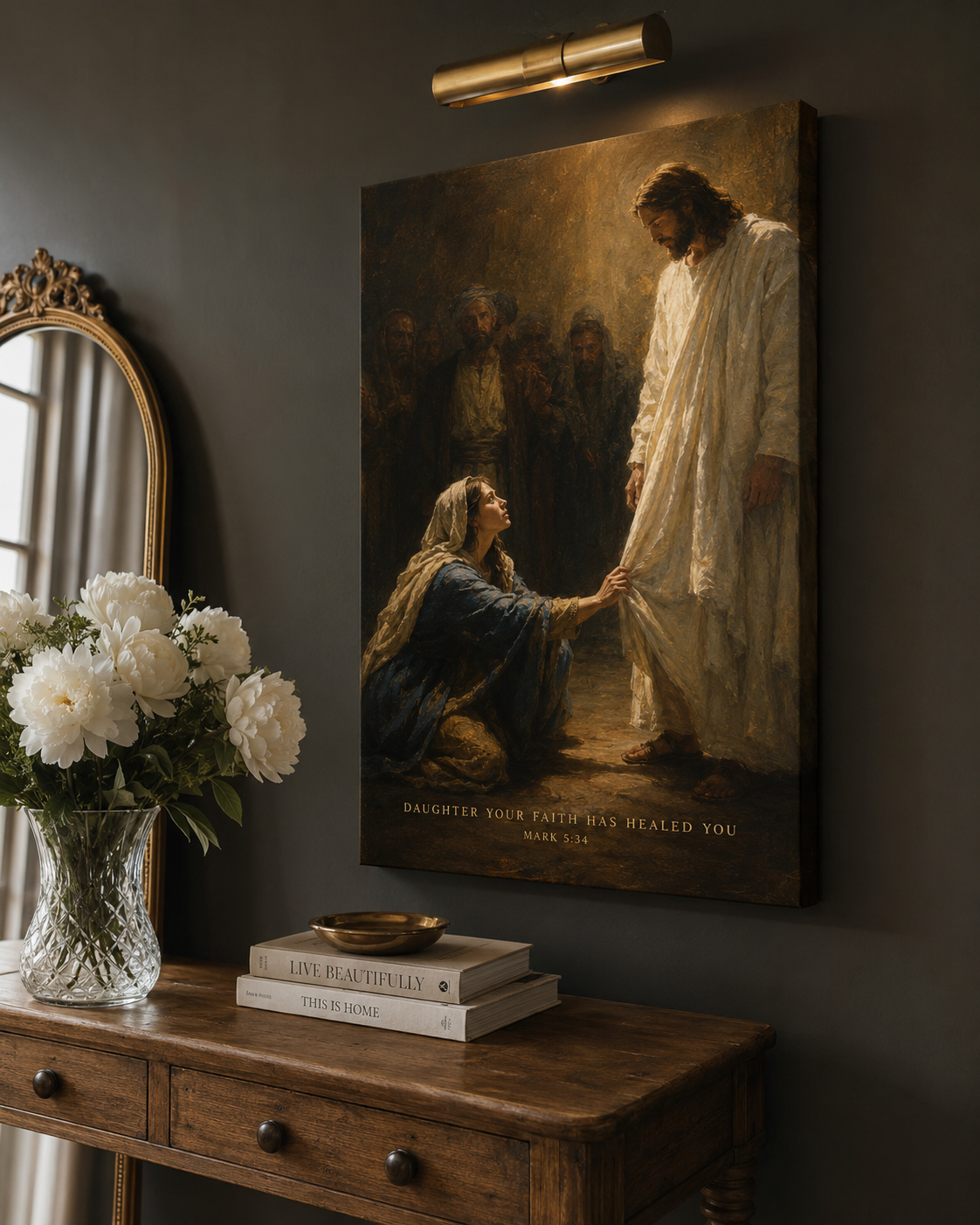 Woman Healed by Faith Renaissance Oil Painting Christian Canvas