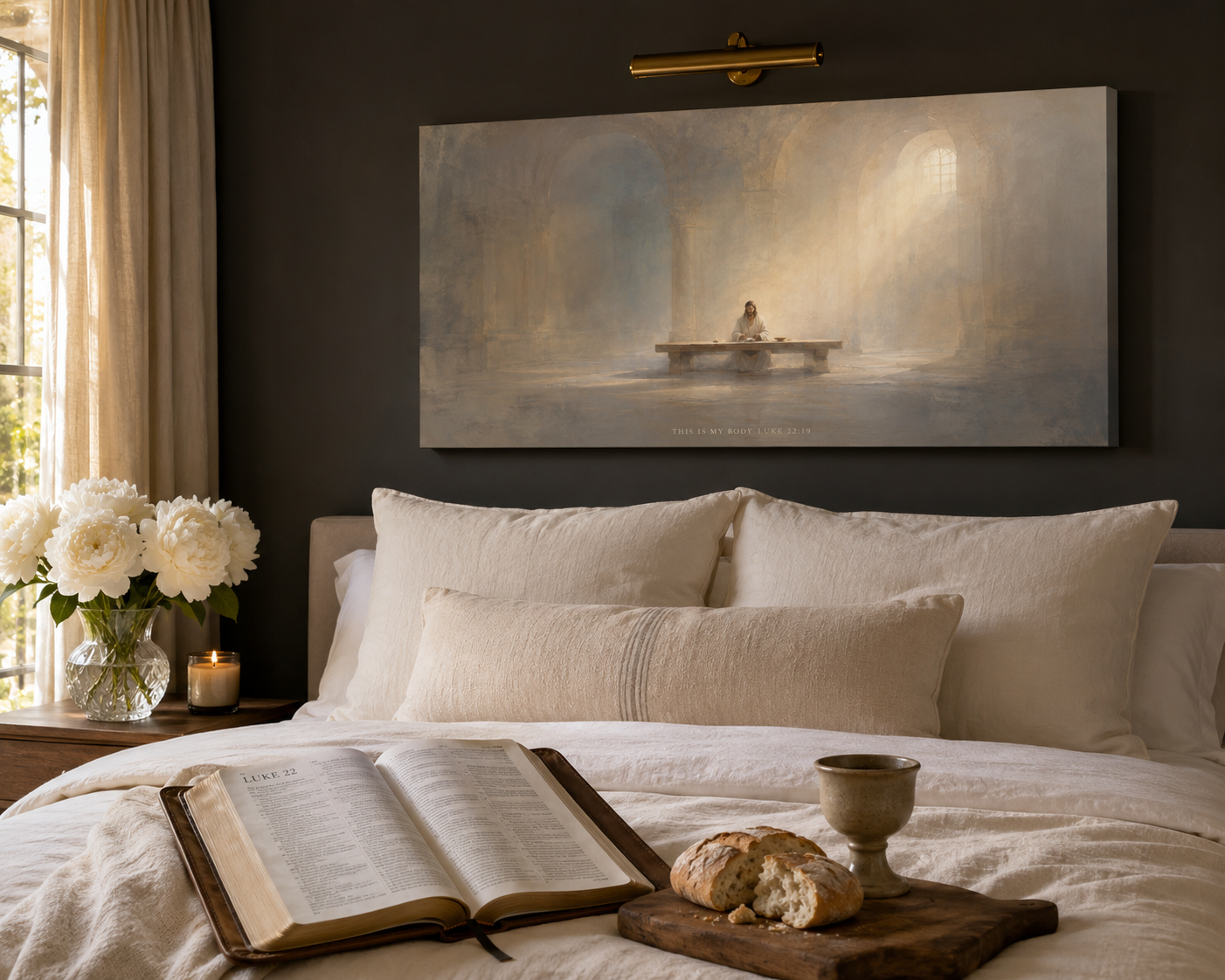 Bread of Life Communion Modern Neutral Fine Art Canvas